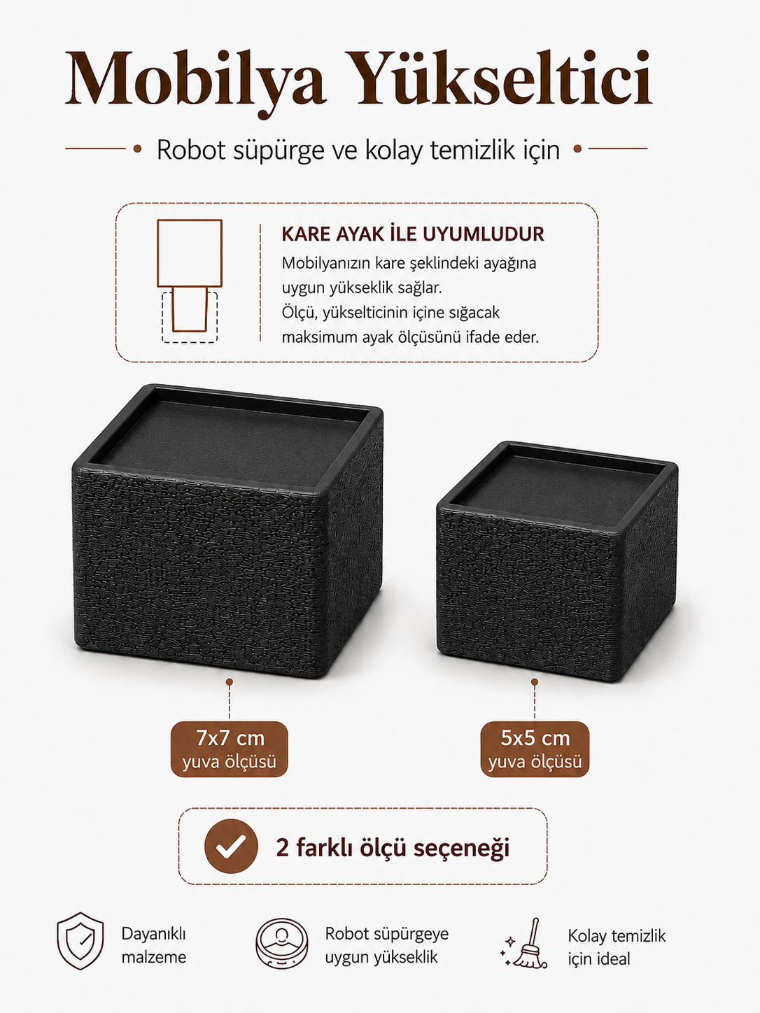 Kare Mobilya Ayak Yükseltici – 1 Adet